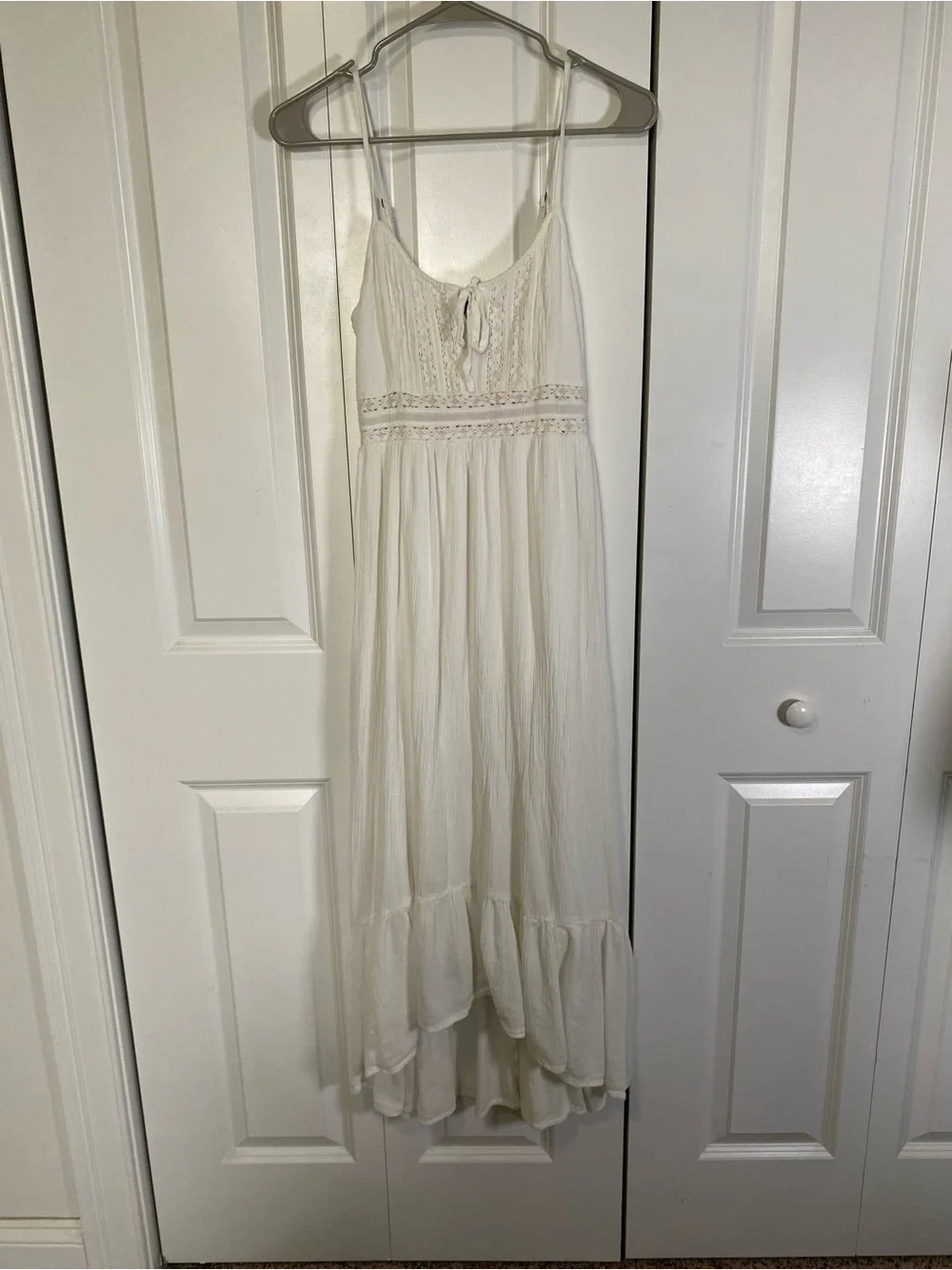 Abercrombie & Fitch Lace-Trim Smocked Tiered Maxi Dress